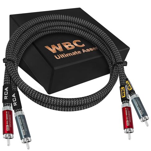 أفضل الكابلات في العالم 5 أقدام نهائية - 18 AWG - OFC فائق النقاء - سعة منخفضة للغاية (15pF/قدم) - زوج كابل RCA صوتي ممتاز مع مقابس RCA نحاسية نقية مطلية بالفضة وسترة تويد كربونية in Saudi Arabia