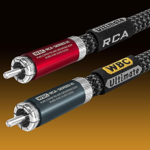 أفضل الكابلات في العالم 5 أقدام نهائية - 18 AWG - OFC فائق النقاء - سعة منخفضة للغاية (15pF/قدم) - زوج كابل RCA صوتي ممتاز مع مقابس RCA نحاسية نقية مطلية بالفضة وسترة تويد كربونية in Saudi Arabia