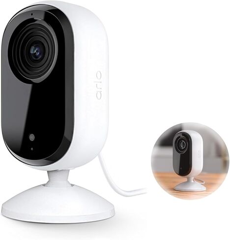 Arlo Essential 2nd Gen Security Camera, Indoor Wired HD Spotlight Cam, 2-Way Audio, Night Vision, Motion Alerts & Notifications, Live Stream, with Automated Privacy Shield, White in Saudi Arabia
