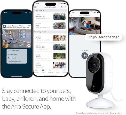 Arlo Essential 2nd Gen Security Camera, Indoor Wired HD Spotlight Cam, 2-Way Audio, Night Vision, Motion Alerts & Notifications, Live Stream, with Automated Privacy Shield, White in Saudi Arabia