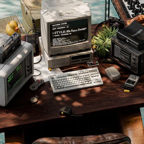 لوحة مفاتيح ميكانيكية لاسلكية Keychron R3 Retro، 80% TKL قابلة للتبديل السريع RGB عن طريق اللمس سوبر براون، وضع QMK ثلاثي (2.4 جيجا هرتز/بلوتوث/سلكي)، متوافق مع نظام التشغيل Mac PC Linux in Kuwait