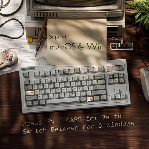 لوحة مفاتيح ميكانيكية لاسلكية Keychron R3 Retro، 80% TKL قابلة للتبديل السريع RGB عن طريق اللمس سوبر براون، وضع QMK ثلاثي (2.4 جيجا هرتز/بلوتوث/سلكي)، متوافق مع نظام التشغيل Mac PC Linux in Kuwait