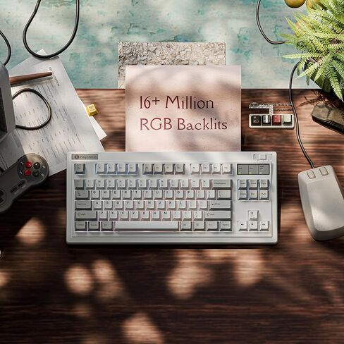 لوحة مفاتيح ميكانيكية لاسلكية Keychron R3 Retro، 80% TKL قابلة للتبديل السريع RGB عن طريق اللمس سوبر براون، وضع QMK ثلاثي (2.4 جيجا هرتز/بلوتوث/سلكي)، متوافق مع نظام التشغيل Mac PC Linux in Kuwait