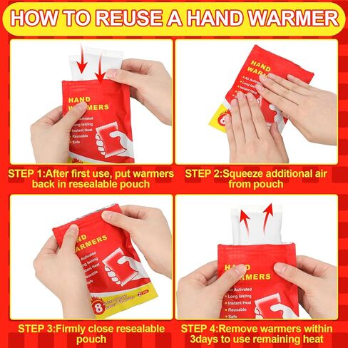 Jenaai 50 Pcs Hand Warmers 3.5x2.1'' Resealable Emergency Hand Warmers up to 8 Hours of Heat Across 72 h (hours) Long Lasting Safe Natural Odorless Air Activated for Cold Winter Skiing Hiking Survival in Saudi Arabia