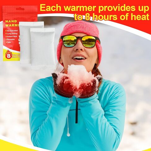 Jenaai 50 Pcs Hand Warmers 3.5x2.1'' Resealable Emergency Hand Warmers up to 8 Hours of Heat Across 72 h (hours) Long Lasting Safe Natural Odorless Air Activated for Cold Winter Skiing Hiking Survival in Saudi Arabia
