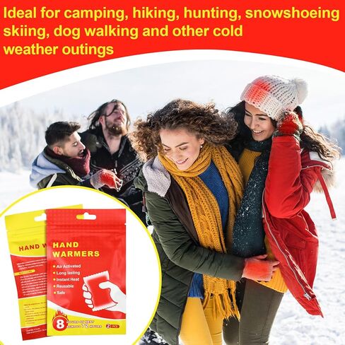Jenaai 50 Pcs Hand Warmers 3.5x2.1'' Resealable Emergency Hand Warmers up to 8 Hours of Heat Across 72 h (hours) Long Lasting Safe Natural Odorless Air Activated for Cold Winter Skiing Hiking Survival in Saudi Arabia