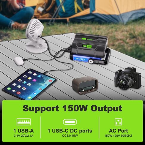 56V 150W Power Inverter Compatible with EGO 56V Lithium Battery BA1400 BA2800 BA4200, Portable Power Source with Dual USB Ports & AC Outlet for Outdoor Camping, Emergency Backup(Battery Not Included) in Saudi Arabia