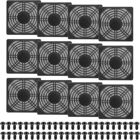 PATIKIL 120mm Fan Filter Grill, 12 Pcs Plastic Ventilation Dustproof Grill Cover Cooling Ventilator with Screws for Industry Workshop Computer Case Refrigerators Air Conditioning, Black in Saudi Arabia