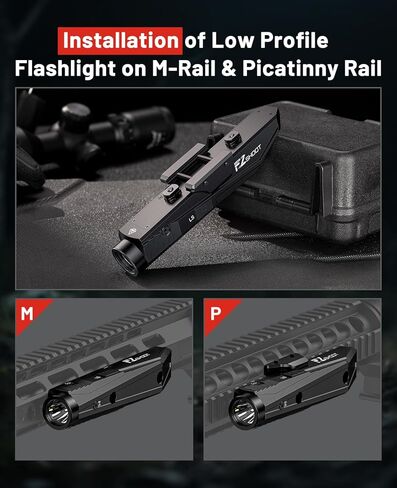 مصباح يدوي بندقية EZshoot 1600 لومن، مجموعة ليزر AR Light للبندقية، ضوء بندقية LED من الألومنيوم المؤكسد متوافق مع M-Rail وPicatinny، مصباح سلاح منخفض المستوى قابل لإعادة الشحن عبر USB in Saudi Arabia