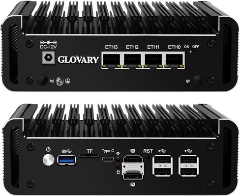 Fanless Mini PC Firewall Hardware J6413, DDR4 8GB RAM 128GB SSD, 4 x i226V 2.5GbE LAN OPNsense Micro Router Appliance, AES-NI, 2 x DDR4, 2 x M.2 NVMe Slot, 2 x SATA3.0, 2HD + USB-C 3 Display in Kuwait