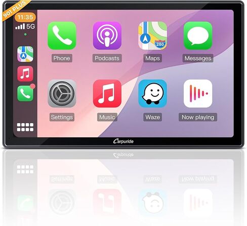 CARPURIDE 9 بوصة W901 Plus، نظام CarPlay اللاسلكي & Android Auto & Android 12.0، شاشة تشغيل السيارة عبر الإنترنت وغير متصل GPS للسيارة، G00GLE Play، Netflix، Mirror Link، صوت بلوتوث in Kuwait