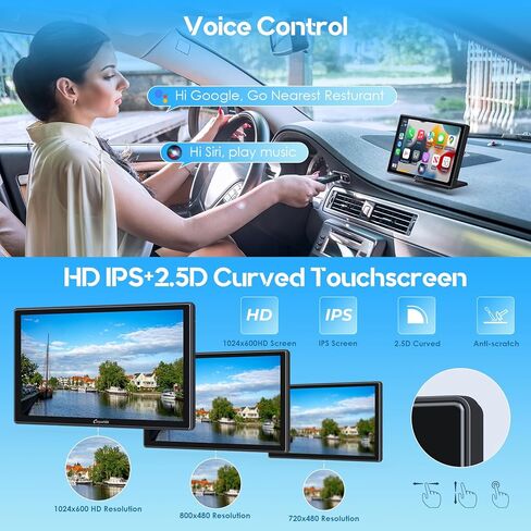 CARPURIDE 9 بوصة W901 Plus، نظام CarPlay اللاسلكي & Android Auto & Android 12.0، شاشة تشغيل السيارة عبر الإنترنت وغير متصل GPS للسيارة، G00GLE Play، Netflix، Mirror Link، صوت بلوتوث in Kuwait