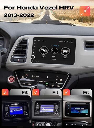 وحدة رأس Dasaita لسيارة Honda Vezel HR-V HRV 2013-2022، شاشة لمس QLED مقاس 8 بوصات، ستيريو سيارة Android 13 مع CarPlay اللاسلكي وAndroid Auto، ذاكرة وصول عشوائي 6 جيجابايت وذاكرة قراءة فقط 64 جيجابايت، نظام ملاحة GPS، بلوتوث 5.1، راديو FM/AM in Kuwait