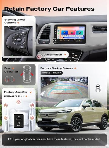 وحدة رأس Dasaita لسيارة Honda Vezel HR-V HRV 2013-2022، شاشة لمس QLED مقاس 8 بوصات، ستيريو سيارة Android 13 مع CarPlay اللاسلكي وAndroid Auto، ذاكرة وصول عشوائي 6 جيجابايت وذاكرة قراءة فقط 64 جيجابايت، نظام ملاحة GPS، بلوتوث 5.1، راديو FM/AM in Kuwait