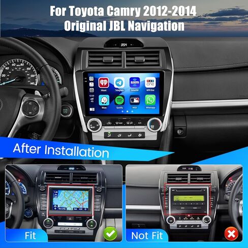 [4+128G] ستيريو سيارة Hikity Android لسيارة Toyota Camry 2012 2013 2014، 10.1 بوصة شاشة تعمل باللمس Incell راديو CarPlay/Android Auto، بلوتوث، ملاحة GPS، WiFi، FM/RDS + كاميرا احتياطية AHD in Kuwait