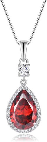 Oskani Teardrop Birthstone Necklace for Women 925 Sterling Silver 5A Cubic Zircon Pear Pendant Jewelry Anniversary Birthday Christmas Gifts for Her in Saudi Arabia