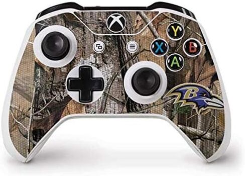 ملصق Skinit المخصص للألعاب متوافق مع وحدة تحكم Xbox One S - تصميم مموه مرخص رسميًا من NFL Baltimore Ravens Realtree AP in Kuwait