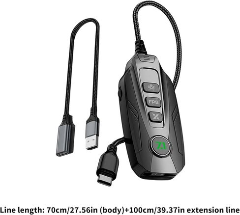 GS20 Type C/USB Small Sound Card 7.1 Channel External with Surround Sound for Wide Compatibility Use Black External Sound Card in Saudi Arabia