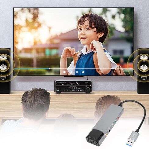 بطاقة صوت محيطية USB 7.1 من Kelawoly، بطاقة صوت خارجية مع موسيقى SPDIF رقمية عالية الدقة، لأجهزة الكمبيوتر المحمول in Kuwait