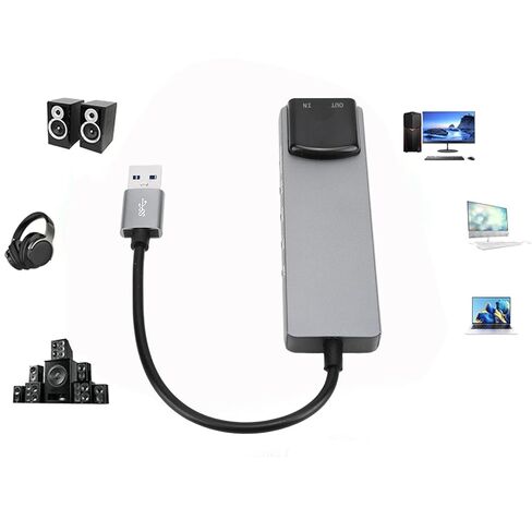 بطاقة صوت محيطية USB 7.1 من Kelawoly، بطاقة صوت خارجية مع موسيقى SPDIF رقمية عالية الدقة، لأجهزة الكمبيوتر المحمول in Kuwait