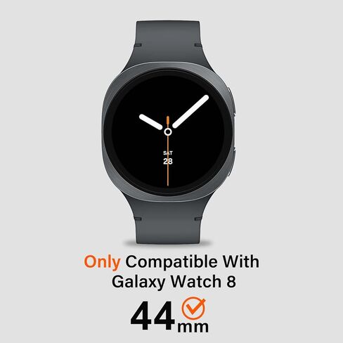 3 in 1 Metal Case Compatible with Samsung Galaxy Watch 8 Screen Protector 44mm, Rugged Protective Bumper with Back Frame + Tempered Glass Film for Galaxy Watch 44mm, Graphite/Orange in Saudi Arabia