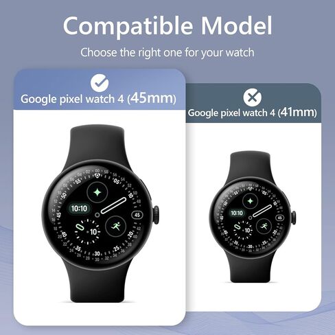 عبوتان - حافظات للساعة متوافقة مع ساعة Google Pixel Watch 4 (2025) مقاس 45 مم، قابلة للشحن مع حافظة، واقي شاشة من الزجاج المقوى عالي الدقة، حساس للمس، مقاوم للصدمات، أسود + شفاف in Kuwait
