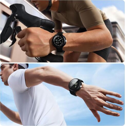 عبوتان - حافظات للساعة متوافقة مع ساعة Google Pixel Watch 4 (2025) مقاس 45 مم، قابلة للشحن مع حافظة، واقي شاشة من الزجاج المقوى عالي الدقة، حساس للمس، مقاوم للصدمات، أسود + شفاف in Kuwait