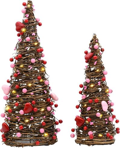 CRCZK 16inch Fall Tree Decoration Indoor, 2PCS Artifical Autumn Rattan Pumpkins Berries and Maple Leaves Decorations for Porch, Light Up Fall Harvest Kitchen Mantle, Table Decor Thanksgiving Decor in Saudi Arabia