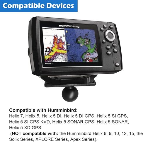 لوحة تثبيت لصياد السمك من الألومنيوم مع كرة مقاس 1.5 بوصة/C/38 مم، متوافقة مع Humminbird Helix 5/Helix 7، متوافقة مع حوامل ذاكرة الوصول العشوائي، سكوتي، ذراع الكرة iBOLT وملحقاتها in Saudi Arabia
