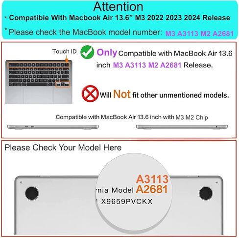 حالة MacBook Air 15 Inch 2024 2023 الإصدار M3 A3114 M2 A2941 شبكية شبكية شبكية سائلة شريحة بلاستيكية صلبة بلاستيكية ، غطاء مفاتيح ، واقي الشاشة ، الشفافة in Saudi Arabia