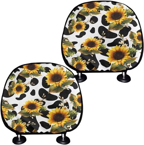 مضحك الزرافة مقعد السيارة مسند الرأس يغطي مجموعة 2 حزمة بسط مقعد السيارة وسادة غطاء المرأة لطيف الملحقات الداخلية رئيس مسند وسادة منصات الغبار المحمولة in Kuwait