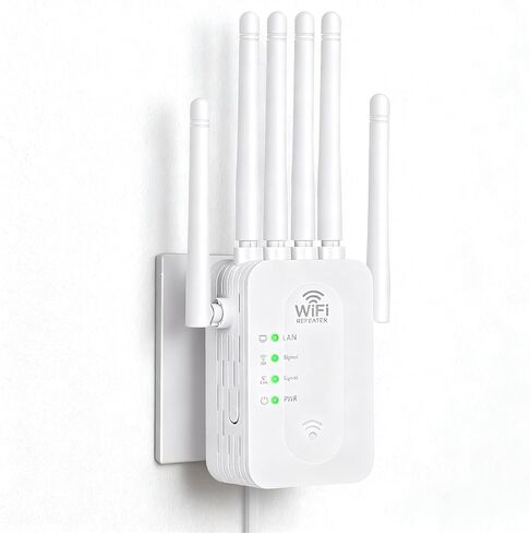 WiFi Extender Signal Booster, WiFi Extender with Ethernet Port WiFi Booster Up to 11800sq, 6 Antennas Extend WiFi Coverage 360°,WiFi Extenders Signal Booster for Home and Outdoors. in Saudi Arabia