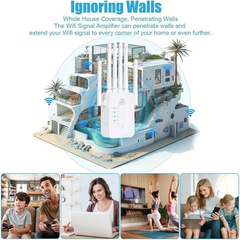 WiFi Extender Signal Booster, WiFi Extender with Ethernet Port WiFi Booster Up to 11800sq, 6 Antennas Extend WiFi Coverage 360°,WiFi Extenders Signal Booster for Home and Outdoors. in Saudi Arabia
