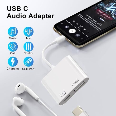 [معتمد من Apple MFi] محول USB-C إلى USB لجهاز iPhone 17/16/15، 10 جيجابت في الثانية USB-C ذكر إلى USB 3.2 أنثى OTG، كابل صوت 3 في 1 منفذ شحن PD 60 وات ونقل البيانات، متوافق مع MacBook Pro Air in Kuwait