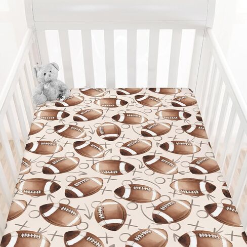 Football Game Day Baby Crib Sheets American Football Sports Baby Sheet Fitted Crib Mattress Cover Standard Toddler Mattress 52''x28'' in Saudi Arabia