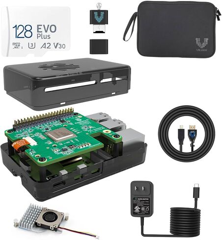 مجموعة Vilros Raspberry Pi 5 AI (ذاكرة الوصول العشوائي 8 جيجابايت - 26 قطعة علوية) in Saudi Arabia