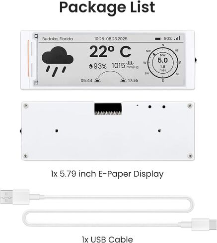 ELECROW ESP32 E-Ink Display 5.79 Inch, CrowPanel E-Paper HMI Display Compatible with Arduino IDE, E Ink Screen with 272x792 Resolution Black/White Color, Driven by SPI Interface in Kuwait