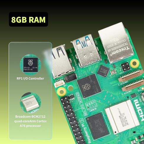 مجموعة iRasptek Starter Kit لـ Raspberry Pi 5 8GB RAM - تتضمن لوحة 8GB، ومحول طاقة 5.1V 5A USB-C Pi5، وحافظة معدنية Pi5 ومبرد نشط in Kuwait