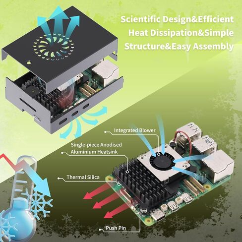 مجموعة iRasptek Starter Kit لـ Raspberry Pi 5 8GB RAM - تتضمن لوحة 8GB، ومحول طاقة 5.1V 5A USB-C Pi5، وحافظة معدنية Pi5 ومبرد نشط in Kuwait