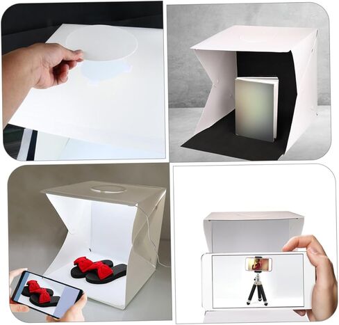 خيمة تصوير فوتوغرافي بصندوق إضاءة LED محمول مقاس 30 سم مع تصميم قابل للطي، خلفيات باللونين الأسود والأبيض، إضاءة استوديو صور منتجات الأعمال الصغيرة للمجوهرات والإلكترونيات in Kuwait