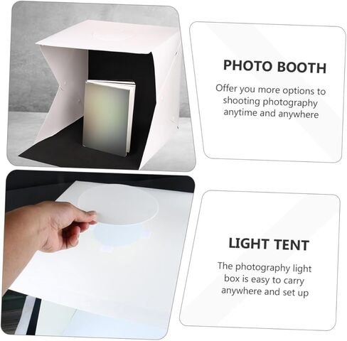 خيمة تصوير فوتوغرافي بصندوق إضاءة LED محمول مقاس 30 سم مع تصميم قابل للطي، خلفيات باللونين الأسود والأبيض، إضاءة استوديو صور منتجات الأعمال الصغيرة للمجوهرات والإلكترونيات in Kuwait