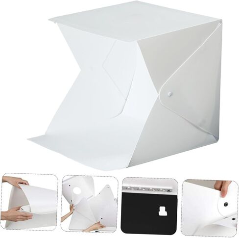 Mini Photo Box Folding Light Tent with LED Lighting, 20cm Portable Photography Softbox Kit with 4 Colored Backdrops for Indoor Product Shooting in Saudi Arabia