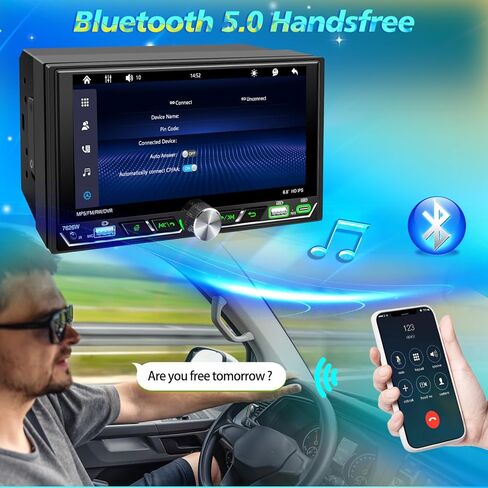 ستيريو سيارة مزدوج الدين 6.8 بوصة شاشة تعمل باللمس مع Apple CarPlay وAndroid Auto، تحكم فعلي في المقبض، بلوتوث 5.0، راديو Apple Car Play اللاسلكي، MirrorLink، FM/AM، كاميرا احتياطية، USB/Type-C in Kuwait
