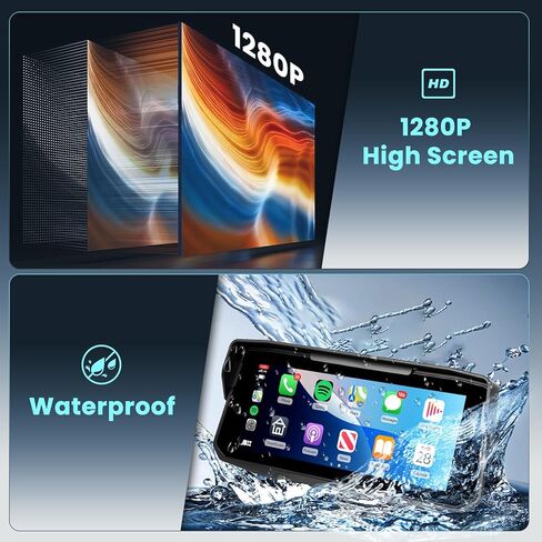 6.86 inch Motorcycle Carplay Screen GPS Navigation System with Wireless Carplay and Android Auto, Portable Car Play for Moto Waterproof HD Touch Screen with Bluetooth Mirror Link TF Card in Kuwait