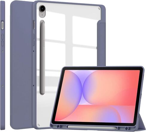 Case for Samsug Galaxy Tab S10 Lite/ S10 FE 2025/ S9 FE 10.9 inch/ S9 11 inch 2023, Trifold Stand Protective Cover with Pencil Holder, Hard PC Clear Back Shell Auto Wake/Sleep-Purple in Saudi Arabia