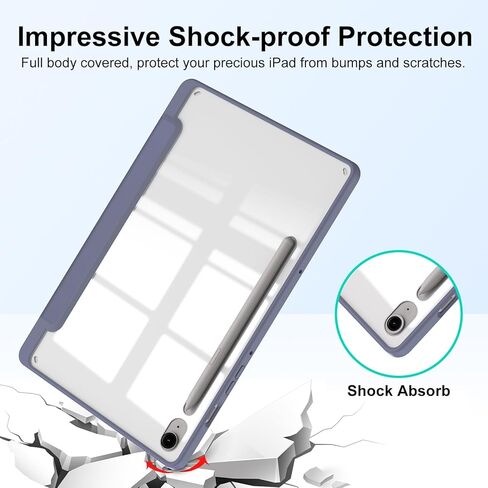 Case for Samsug Galaxy Tab S10 Lite/ S10 FE 2025/ S9 FE 10.9 inch/ S9 11 inch 2023, Trifold Stand Protective Cover with Pencil Holder, Hard PC Clear Back Shell Auto Wake/Sleep-Purple in Saudi Arabia