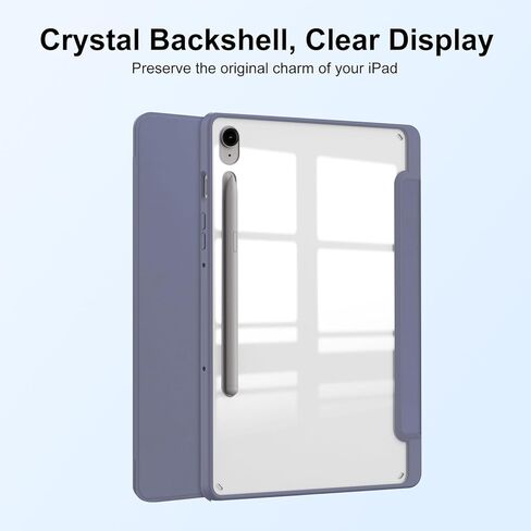 Case for Samsug Galaxy Tab S10 Lite/ S10 FE 2025/ S9 FE 10.9 inch/ S9 11 inch 2023, Trifold Stand Protective Cover with Pencil Holder, Hard PC Clear Back Shell Auto Wake/Sleep-Purple in Saudi Arabia