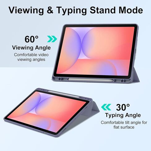 Case for Samsug Galaxy Tab S10 Lite/ S10 FE 2025/ S9 FE 10.9 inch/ S9 11 inch 2023, Trifold Stand Protective Cover with Pencil Holder, Hard PC Clear Back Shell Auto Wake/Sleep-Purple in Saudi Arabia