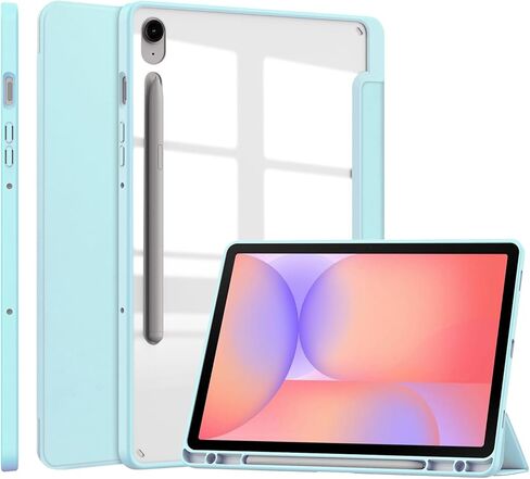 Case for Samsug Galaxy Tab S10 Lite/ S10 FE 2025/ S9 FE 10.9 inch/ S9 11 inch 2023, Trifold Stand Protective Cover with Pencil Holder, Hard PC Clear Back Shell Auto Wake/Sleep-Purple in Saudi Arabia