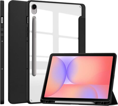 Case for Samsug Galaxy Tab S10 Lite/ S10 FE 2025/ S9 FE 10.9 inch/ S9 11 inch 2023, Trifold Stand Protective Cover with Pencil Holder, Hard PC Clear Back Shell Auto Wake/Sleep-Purple in Saudi Arabia